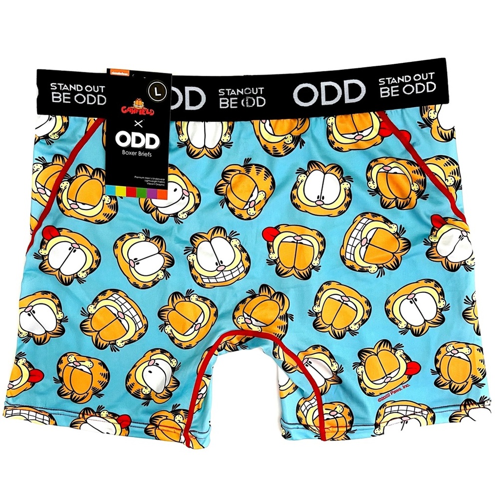 Odd Sox Garfield Cartoon Boxer Briefs Mens Large Underwear Blue Nickelodeon Gift